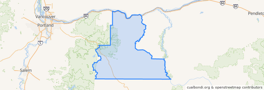 Mapa de ubicacion de Wasco County.