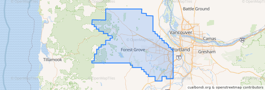 Mapa de ubicacion de Washington County.