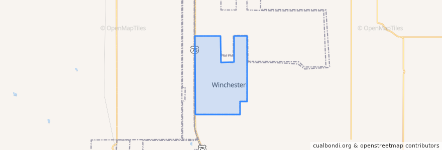 Mapa de ubicacion de Winchester.