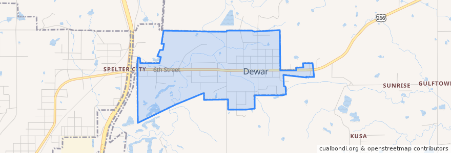 Mapa de ubicacion de Dewar.