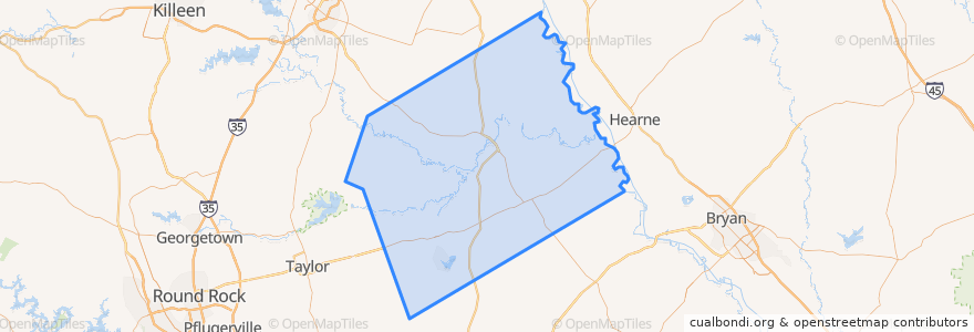 Mapa de ubicacion de Milam County.