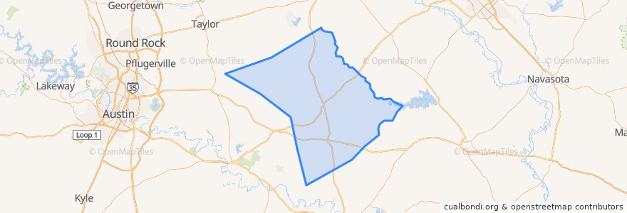 Mapa de ubicacion de Lee County.