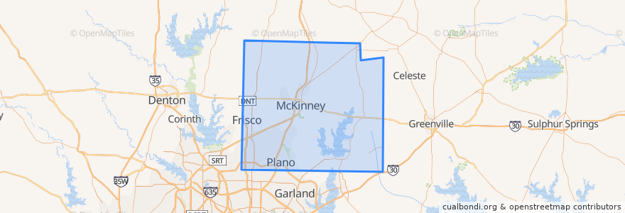 Mapa de ubicacion de Collin County.