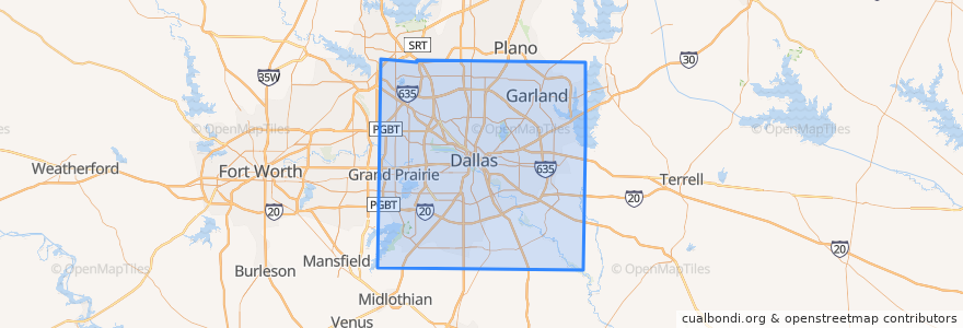 Mapa de ubicacion de Dallas County.