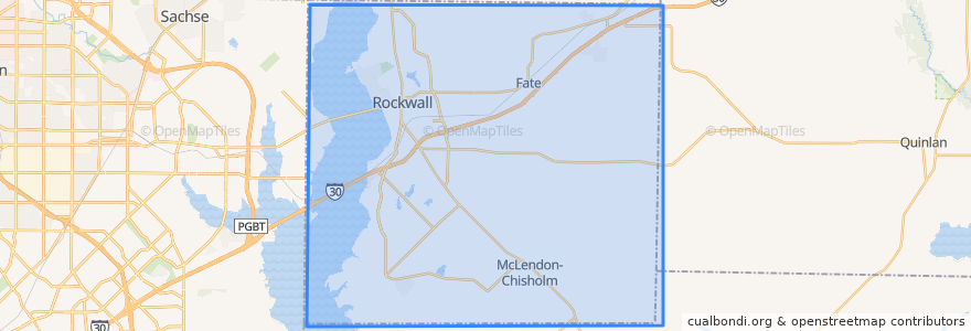 Mapa de ubicacion de Rockwall County.