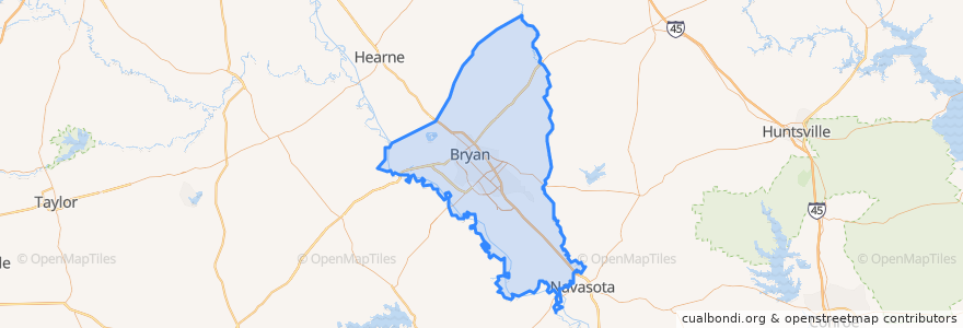 Mapa de ubicacion de Brazos County.