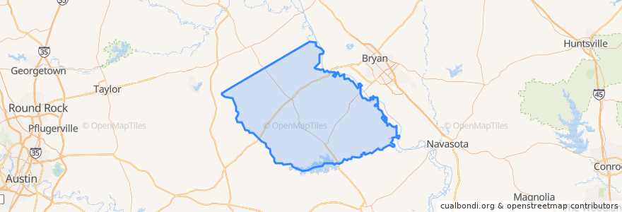 Mapa de ubicacion de Burleson County.