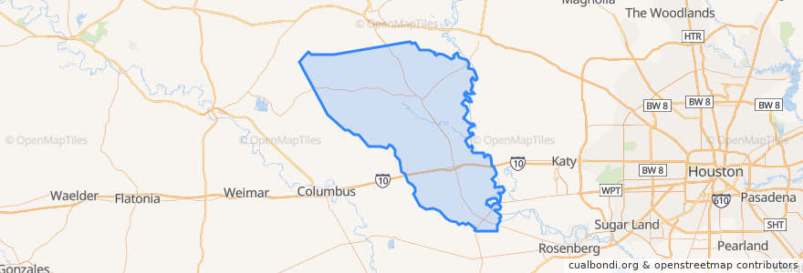 Mapa de ubicacion de Austin County.