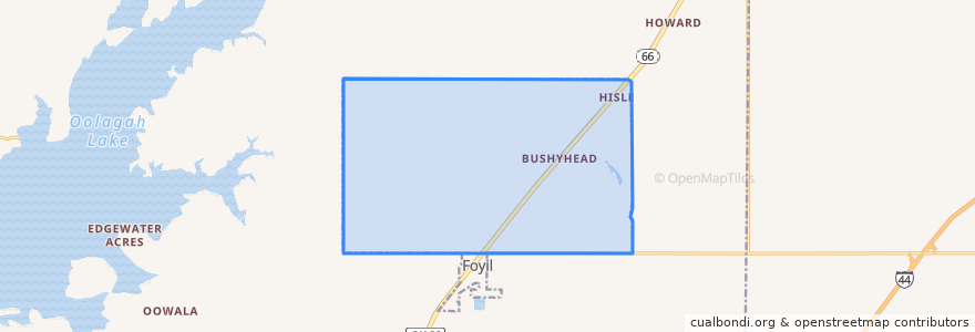 Mapa de ubicacion de Bushyhead.