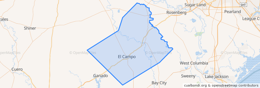 Mapa de ubicacion de Wharton County.