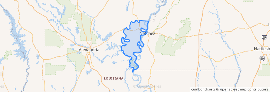 Mapa de ubicacion de Concordia Parish.