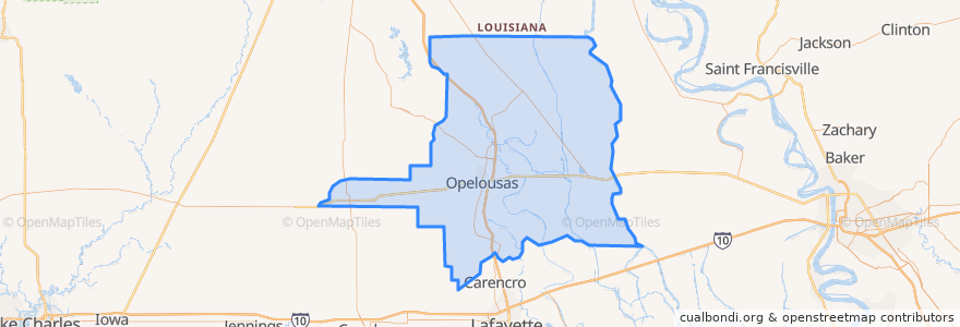 Mapa de ubicacion de St. Landry Parish.