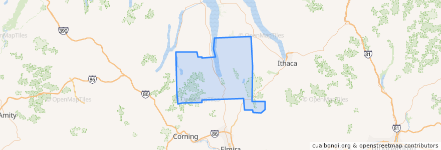 Mapa de ubicacion de Schuyler County.