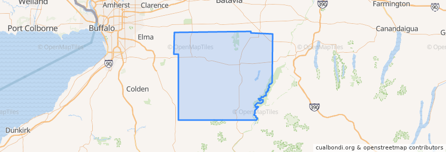 Mapa de ubicacion de Wyoming County.