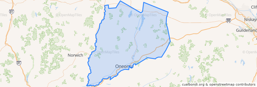 Mapa de ubicacion de Otsego County.