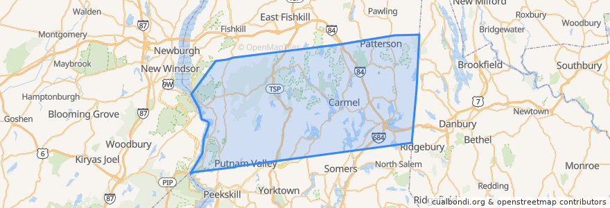 Mapa de ubicacion de Putnam County.