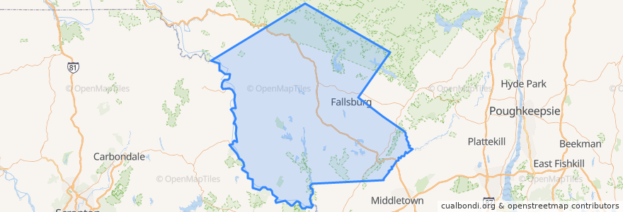 Mapa de ubicacion de Sullivan County.
