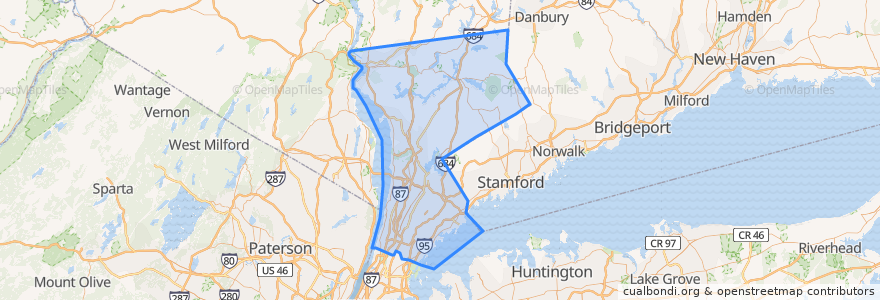 Mapa de ubicacion de Westchester County.