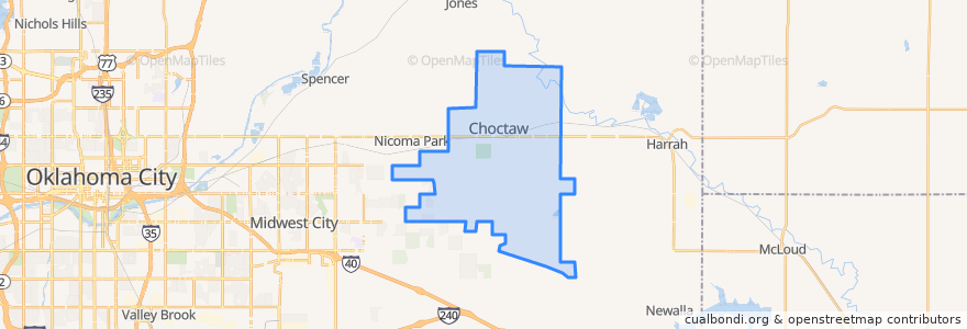 Mapa de ubicacion de Choctaw.