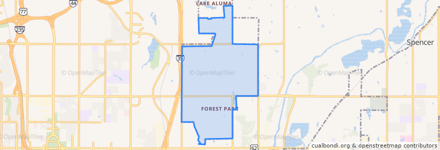 Mapa de ubicacion de Forest Park.