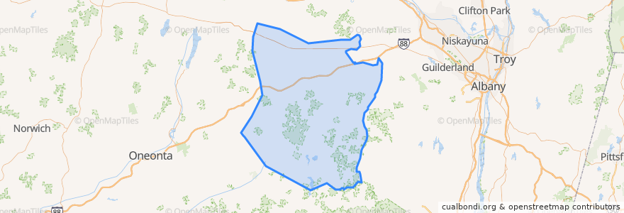 Mapa de ubicacion de Schoharie County.