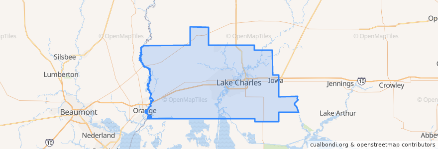 Mapa de ubicacion de Calcasieu Parish.