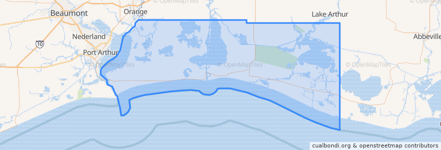 Mapa de ubicacion de Cameron Parish.