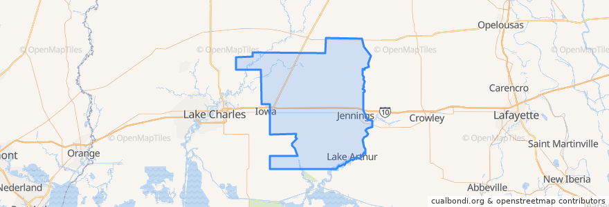 Mapa de ubicacion de Jefferson Davis Parish.