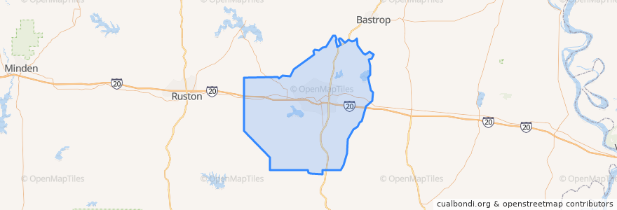 Mapa de ubicacion de Ouachita Parish.