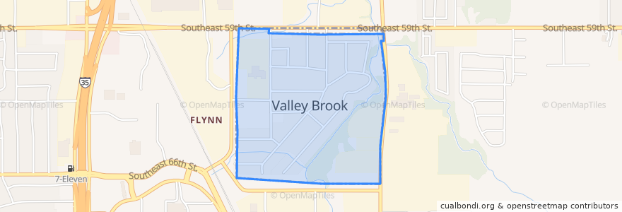 Mapa de ubicacion de Valley Brook.
