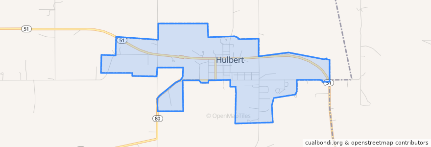 Mapa de ubicacion de Hulbert.