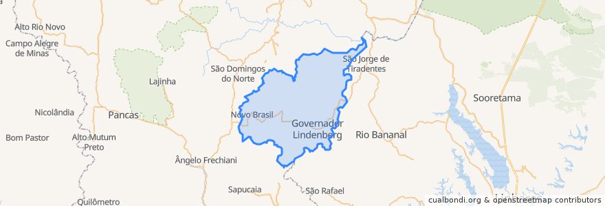 Mapa de ubicacion de Governador Lindenberg.