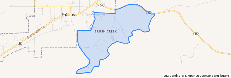 Mapa de ubicacion de Brush Creek.
