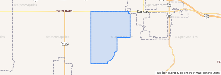 Mapa de ubicacion de Twin Oaks.