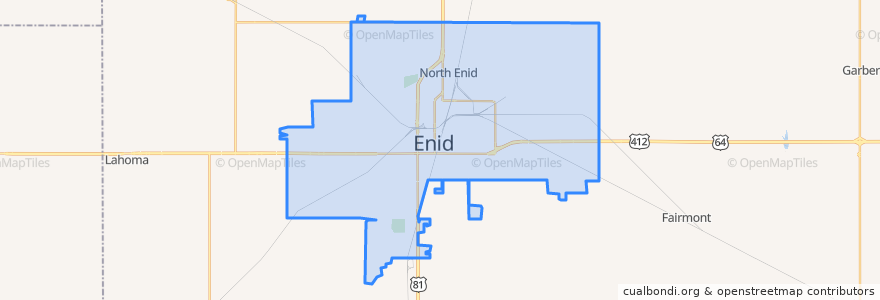 Mapa de ubicacion de Enid.