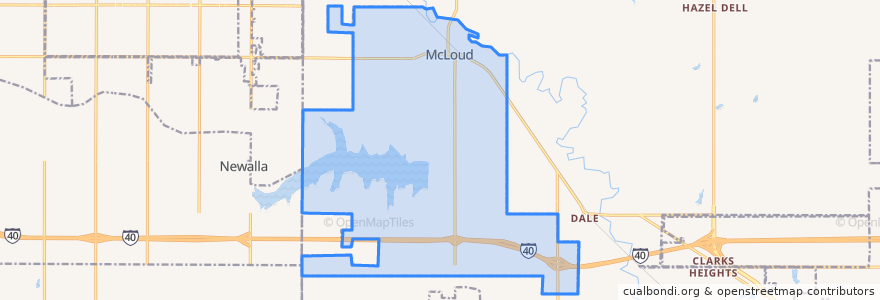 Mapa de ubicacion de McLoud.