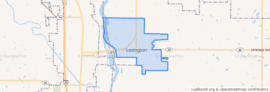 Mapa de ubicacion de Lexington.