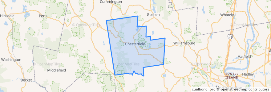 Mapa de ubicacion de Chesterfield.