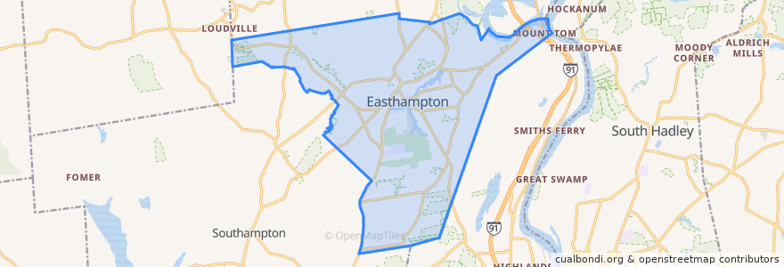 Mapa de ubicacion de Easthampton.