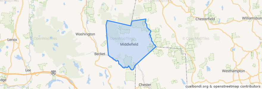 Mapa de ubicacion de Middlefield.