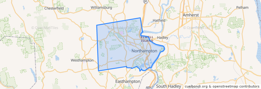 Mapa de ubicacion de Northampton.