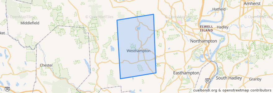 Mapa de ubicacion de Westhampton.