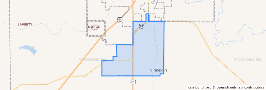 Mapa de ubicacion de Ninnekah.