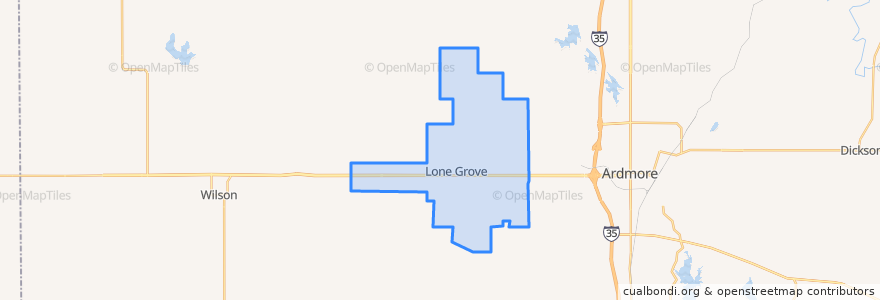 Mapa de ubicacion de Lone Grove.