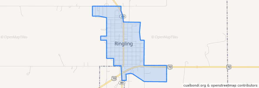 Mapa de ubicacion de Ringling.