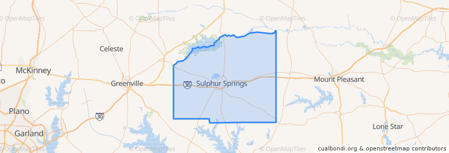 Mapa de ubicacion de Hopkins County.