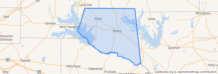 Mapa de ubicacion de Rains County.