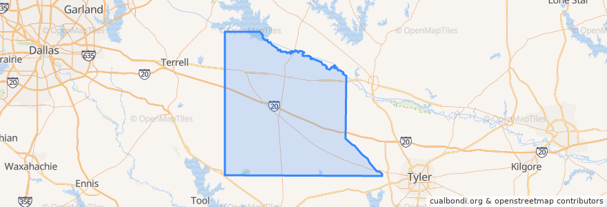 Mapa de ubicacion de Van Zandt County.
