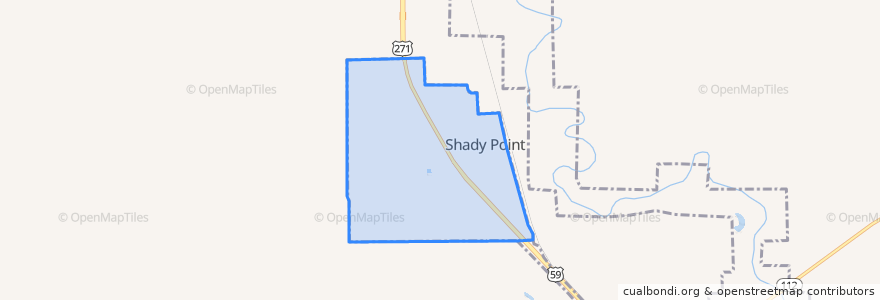 Mapa de ubicacion de Shady Point.