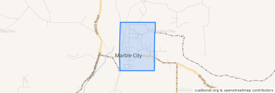 Mapa de ubicacion de Marble City.